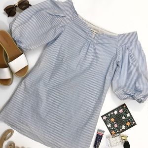 Pixie Market• seersucker• puffy sleeve dress